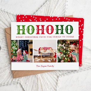 Cartes Pour Fêtes Annuelles Ho Ho Ho   3 Photo Collage de couleurs modifiables