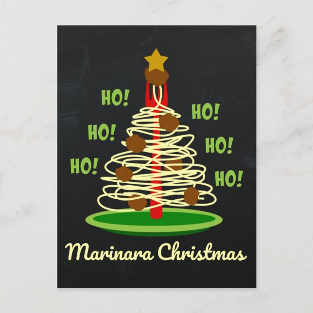 Cartes Pour Fêtes Annuelles Ho! Ho! Ho! Arbre de Noël aux pâtes marinara (Devant)