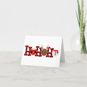 Cartes Pour Fêtes Annuelles Ho Ho Ho Buffalo Plaid   Père Noël Reindeer Snowma
