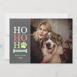 Cartes Pour Fêtes Annuelles Ho Ho Ho Empreinte de Patte de Chien Photo de Noël