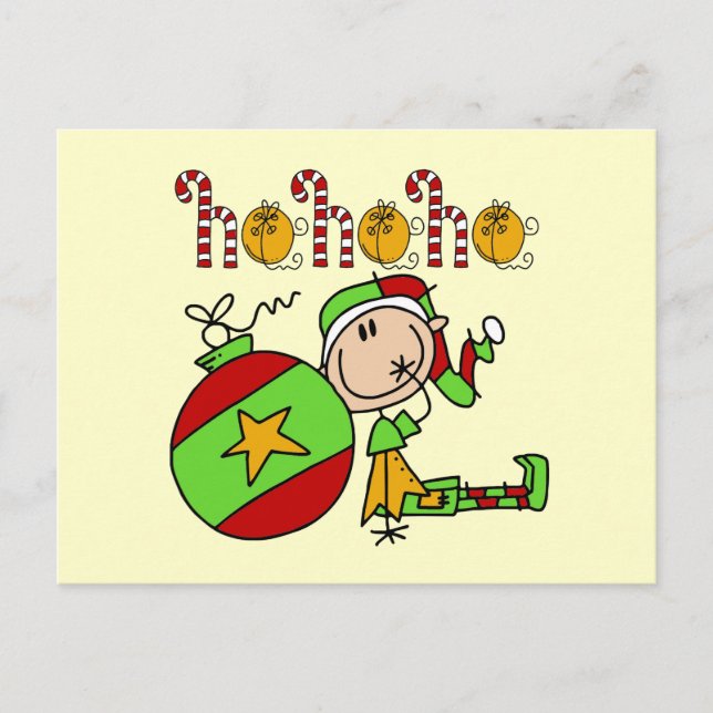 Cartes Pour Fêtes Annuelles Ho Ho Ho Holiday Elfe (Devant)