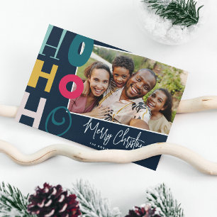 Cartes Pour Fêtes Annuelles 'Ho Ho Ho' Joyeux Noël Photo de famille