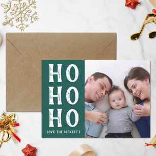 Cartes Pour Fêtes Annuelles HO HO HO   Photo de vacances de Noël moderne