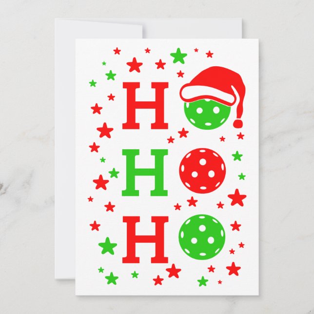 Cartes Pour Fêtes Annuelles Ho, Ho, Ho Pickleball Noël (Devant)