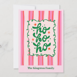 Cartes Pour Fêtes Annuelles Ho Ho Ho Rayures Roses