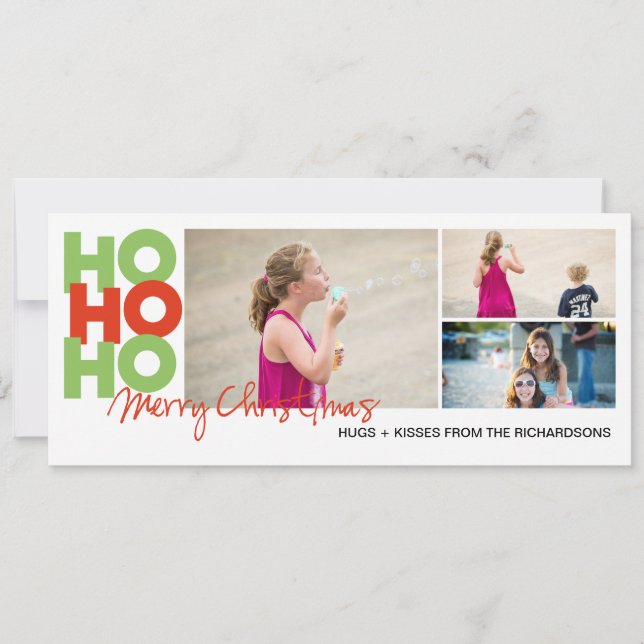 Cartes Pour Fêtes Annuelles Ho Ho Ho x3 ! (Devant)