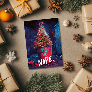 Cartes Pour Fêtes Annuelles Ho Ho Nope Rude Xmas arbre poubelle Sarcastique