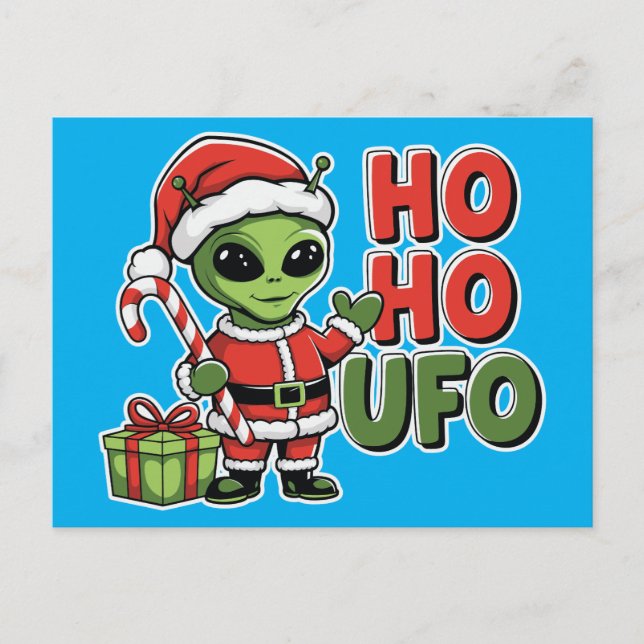 Cartes Pour Fêtes Annuelles Ho Ho UFO (Devant)
