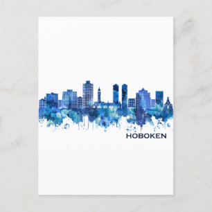 Cartes Pour Fêtes Annuelles Hoboken New Jersey Skyline Blue