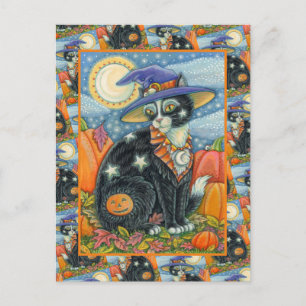CARTES POUR FÊTES ANNUELLES HOCUS POCUS CHAT NOIR SORCIÈRE & SOURIS HALLOWEEN