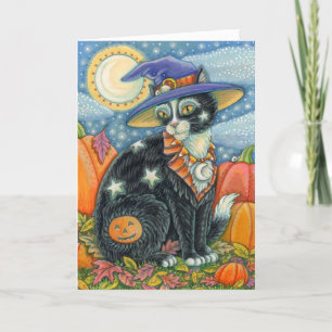 CARTES POUR FÊTES ANNUELLES HOCUS POCUS NOIR CAT WITCH & MOUSE HALLOWEEN