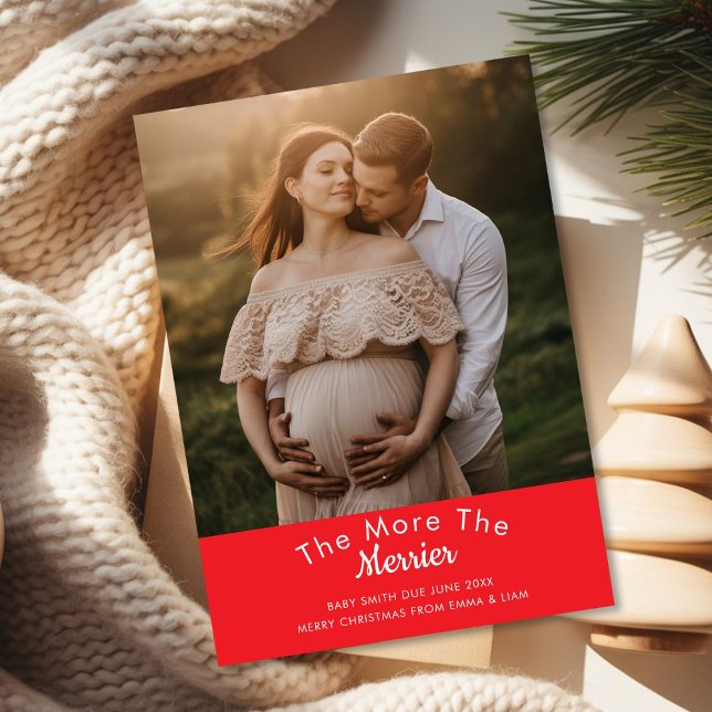 Cartes Pour Fêtes Annuelles Holiday Baby Announcement | Winter Pregnancy Revea (Créateur téléchargé)