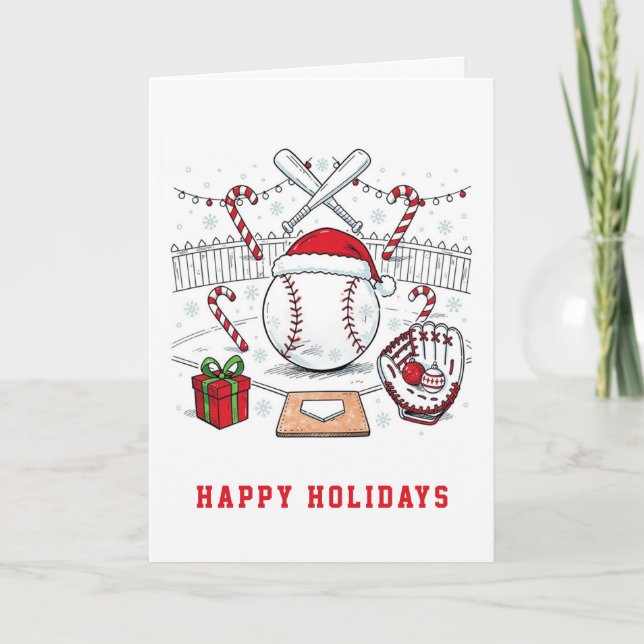 Cartes Pour Fêtes Annuelles Holiday Baseball Christmas Cards (Devant)