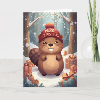 Cartes Pour Fêtes Annuelles Holiday Beaver Greeting