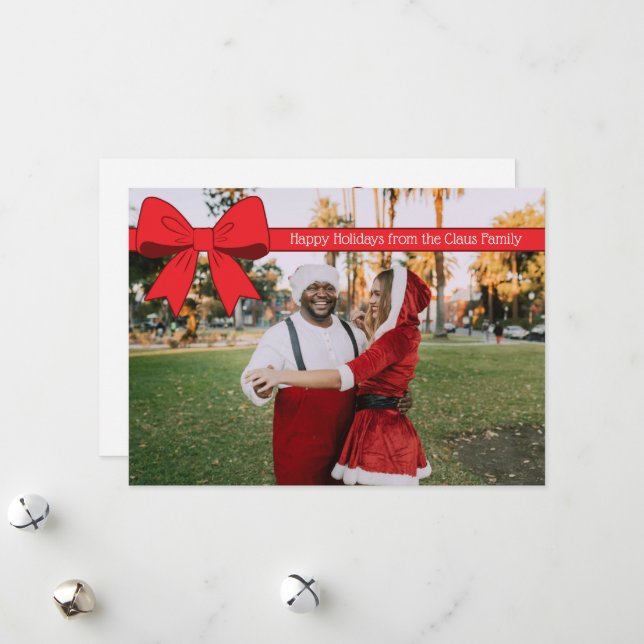 Cartes Pour Fêtes Annuelles Holiday Bow (Devant/Arrière en situation)