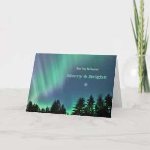 Cartes Pour Fêtes Annuelles Holiday card with colorful Northern Lights Aurora