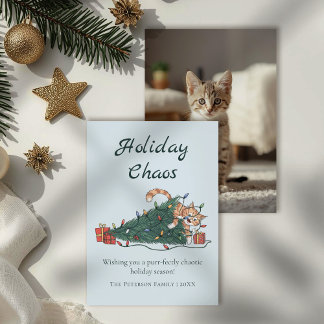 Cartes Pour Fêtes Annuelles Holiday Chaos Funny Cat Christmas Card