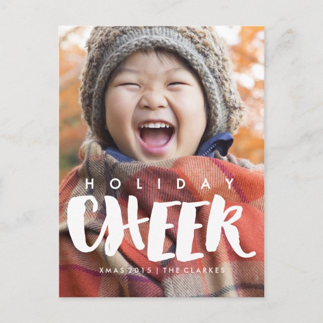 Cartes Pour Fêtes Annuelles HOLIDAY CHEER | Script manuscrit de Noël (Devant)