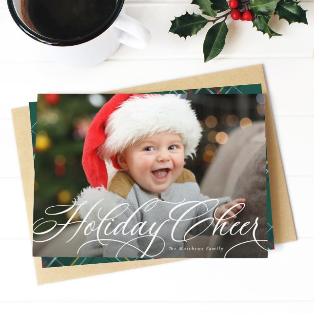 Cartes Pour Fêtes Annuelles Holiday cheer simple elegant photo Christmas card (Créateur téléchargé)