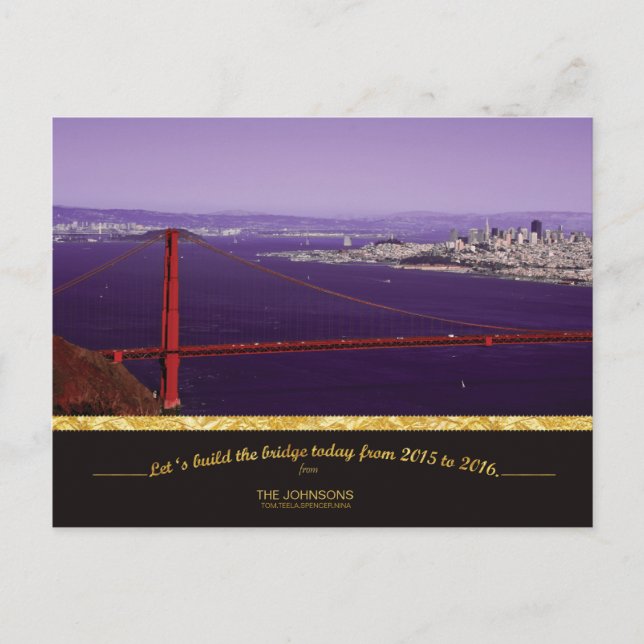 Cartes Pour Fêtes Annuelles Holiday Golden Gate Bridge & San Francisco skyline (Devant)