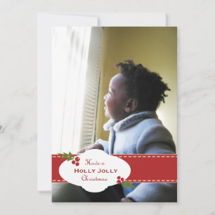 Cartes Pour Fêtes Annuelles Holiday Holly Jolly Ribbon Card