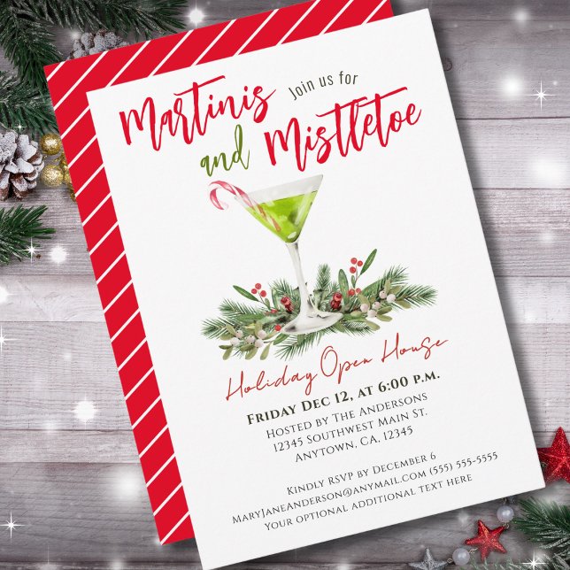 Cartes Pour Fêtes Annuelles Holiday Open House Martini Festive Drinks (Créateur téléchargé)