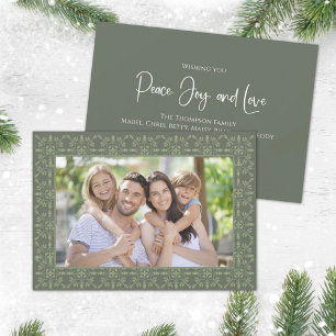 Cartes Pour Fêtes Annuelles Holiday Peace Jove Love Green Snowflake 1 Photo