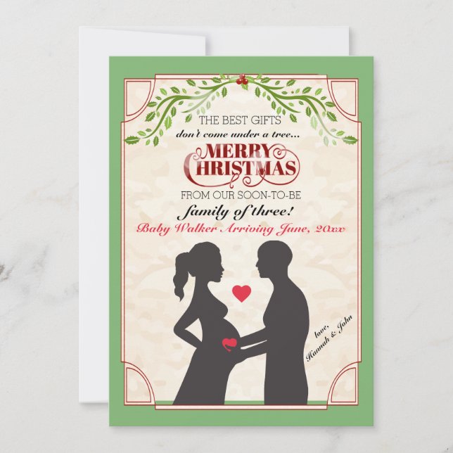 Cartes Pour Fêtes Annuelles Holiday Pregnancy Announcement (album de Bald Man) (Devant)