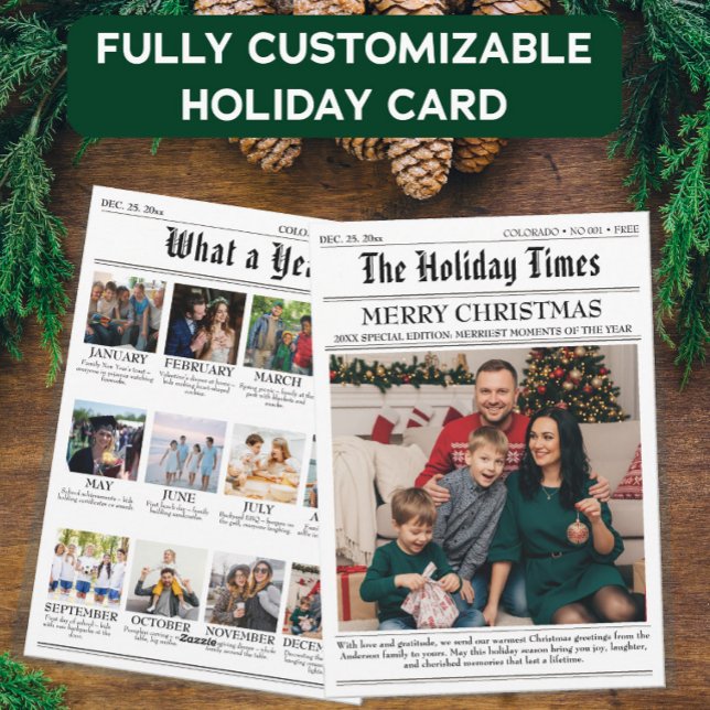 Cartes Pour Fêtes Annuelles Holiday Times Family Christmas Photo Newsletter (Créateur téléchargé)
