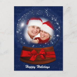 Cartes Pour Fêtes Annuelles holidays blue snow globe photo PostCards