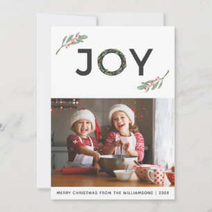 Cartes Pour Fêtes Annuelles Holly Berries Joy Joyeux Noël Une photo