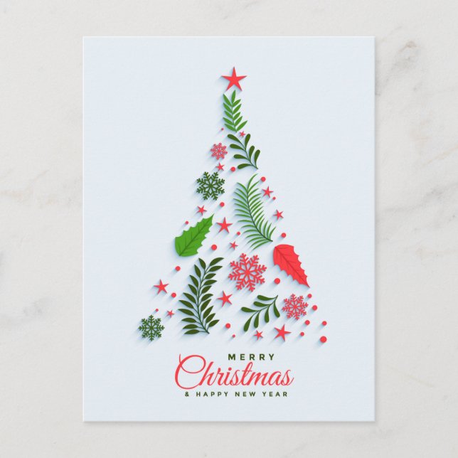 Cartes Pour Fêtes Annuelles Holly Berry Christmas Tree Salutation d'entreprise (Devant)