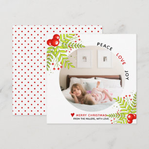 Cartes Pour Fêtes Annuelles Holly berry Peace Love Joy Photo de Noël