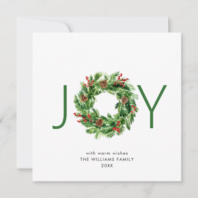 Cartes Pour Fêtes Annuelles Holly Berry Pine cônes couronne de Noël (Devant)