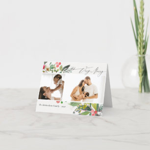 Cartes Pour Fêtes Annuelles Holly Berry Pine Très Joyeux Noël 2 Photo