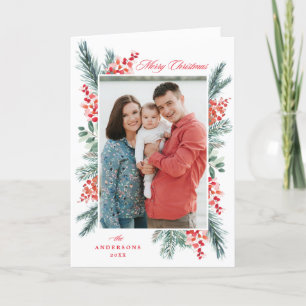 Cartes Pour Fêtes Annuelles Holly et À feuillage persistant Joyeux Noël 2 Phot