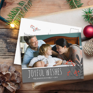 Cartes Pour Fêtes Annuelles Holly et Berries Joyeux voeux Noël Photo