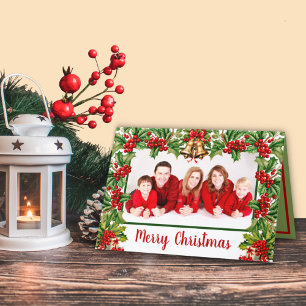 Cartes Pour Fêtes Annuelles Holly Feuilles et Berries Joyeux Noël Photo