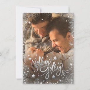 Cartes Pour Fêtes Annuelles Holly Jolly AF   Shiny Gold Faux Foil 2 Photo