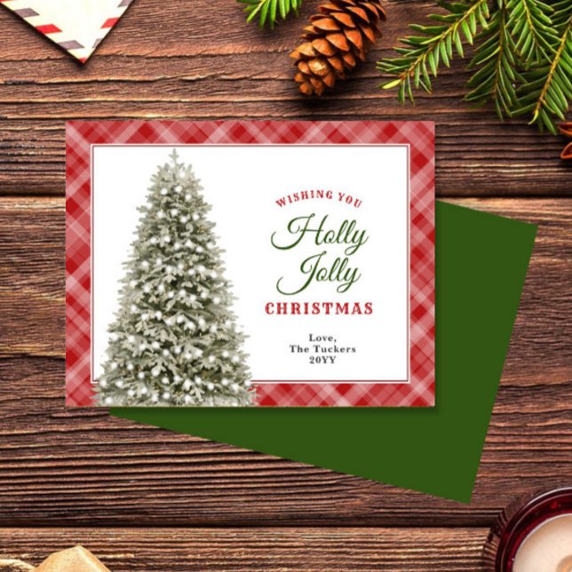 Cartes Pour Fêtes Annuelles Holly Jolly Arbre de Noël Plaid Noël (Créateur téléchargé)