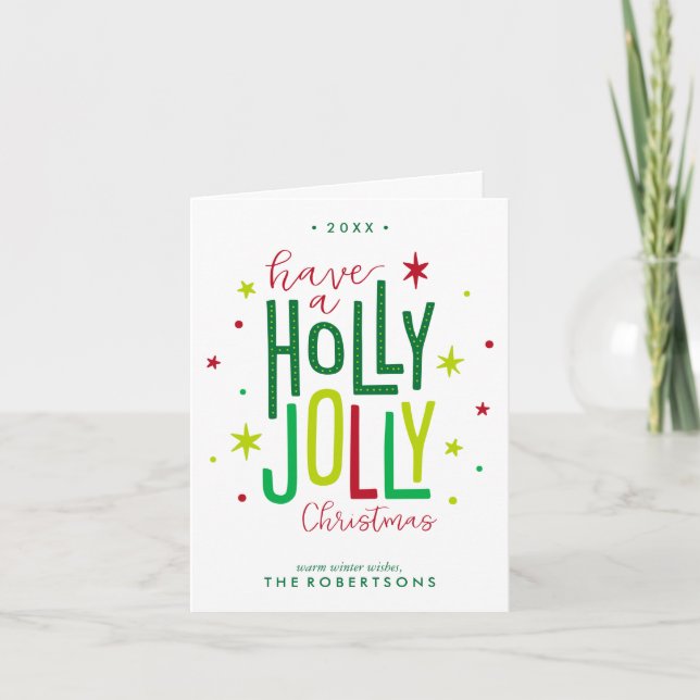 Cartes Pour Fêtes Annuelles Holly Jolly Christmas (Devant)