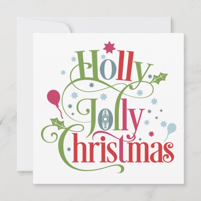 Cartes Pour Fêtes Annuelles Holly Jolly Christmas | Carré de script moderne (Devant)