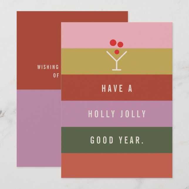 Cartes Pour Fêtes Annuelles Holly Jolly Greeting Card (Devant / Derrière)