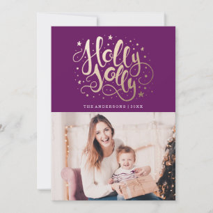 Cartes Pour Fêtes Annuelles Holly Jolly   Holiday Photo Card