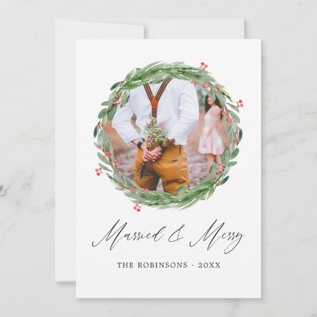 Cartes Pour Fêtes Annuelles Holly Jolly Marié et Joyeux Collage de photos (Devant)