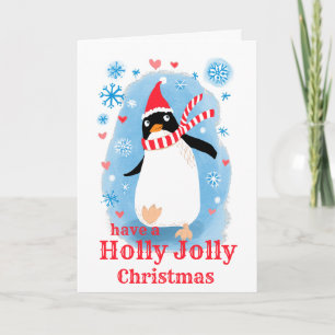 Cartes Pour Fêtes Annuelles Holly jolly Noël mignon pingouin avec amour de :