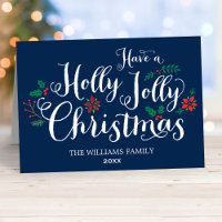 Holly Jolly Photo bleue de la marine de Noël