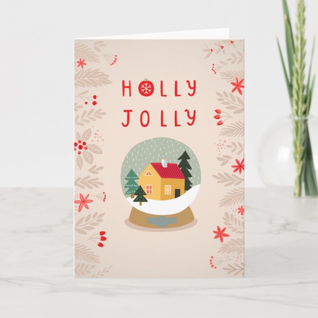 Cartes Pour Fêtes Annuelles Holly Jolly Snow Globe - Un Plaisir De Vacances (Devant)