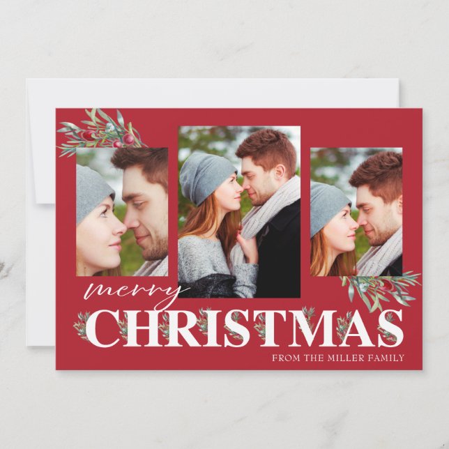 Cartes Pour Fêtes Annuelles Holly Joyer Noël Holiday Photo Collage (Devant)