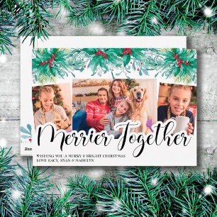 Cartes Pour Fêtes Annuelles Holly Mistletoe 3 Photo Merrier Ensemble Script